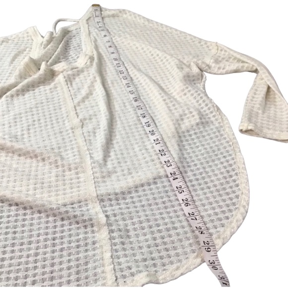 SAGE - Oversized High-Low Waffle Tunic - Cream - S - Picture 7 of 11